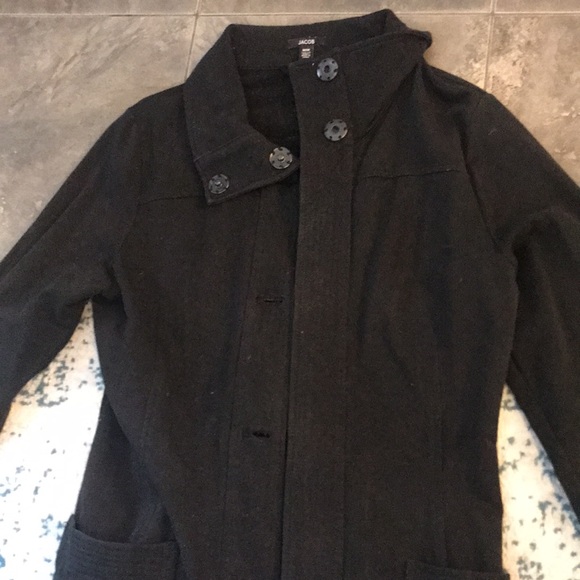 JACOB Black Tie Waist Long Coat- Medium - Picture 5 of 6